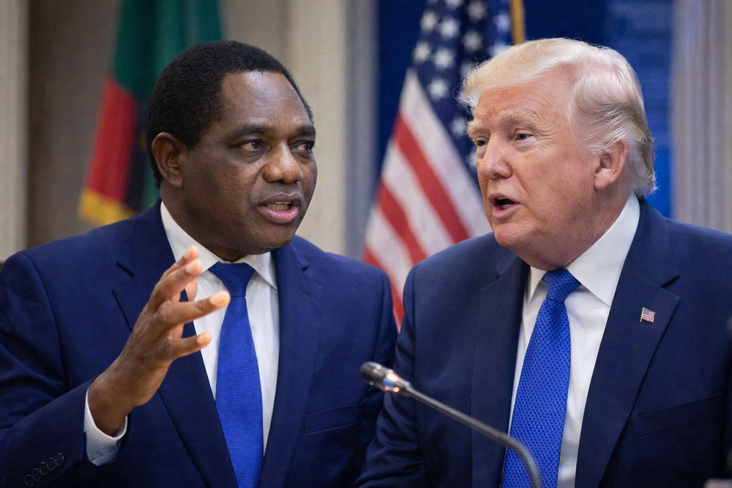 Zambia Rejects Clause in $1 Billion U.S. Health Deal President Hakainde Hichilema and Donald Trump.