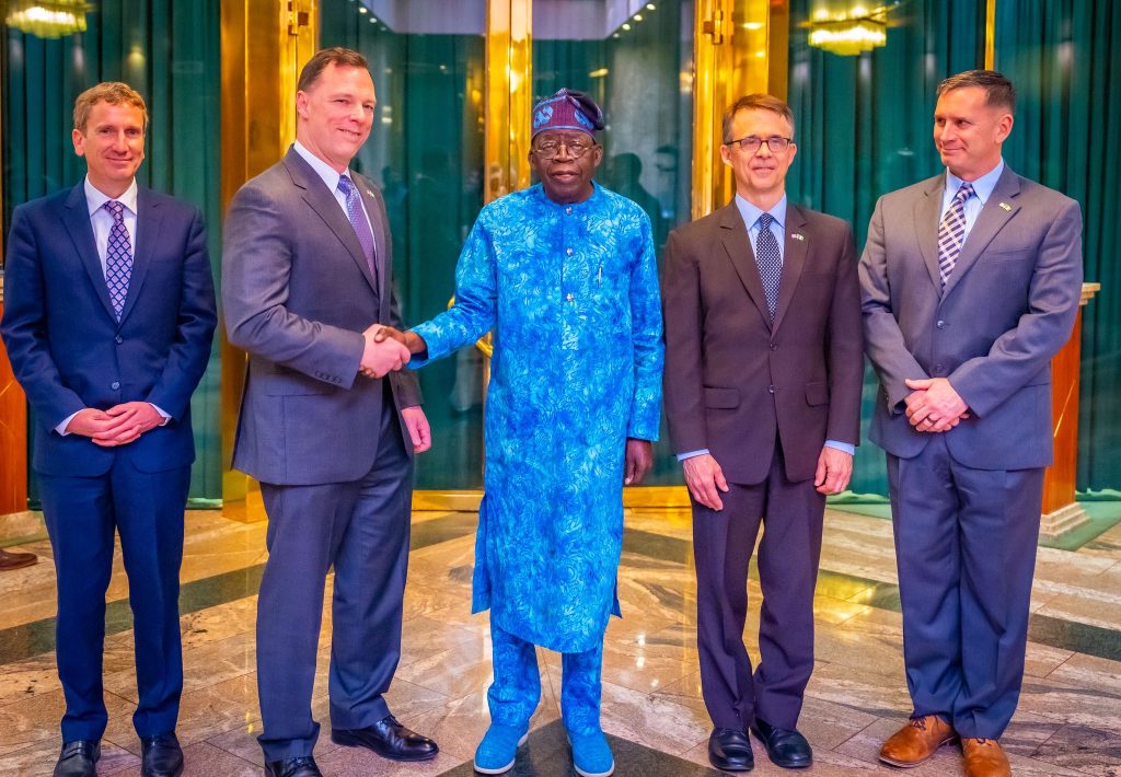 Nigerian President Bola Ahmed Tinubu and US AFRICOM Delegates in Abuja.