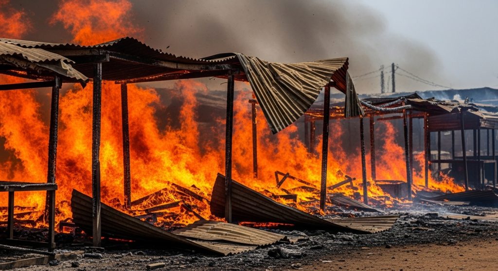 Eyewitnesses say the market became unrecognizable after the heavy destruction to its infrastructure.