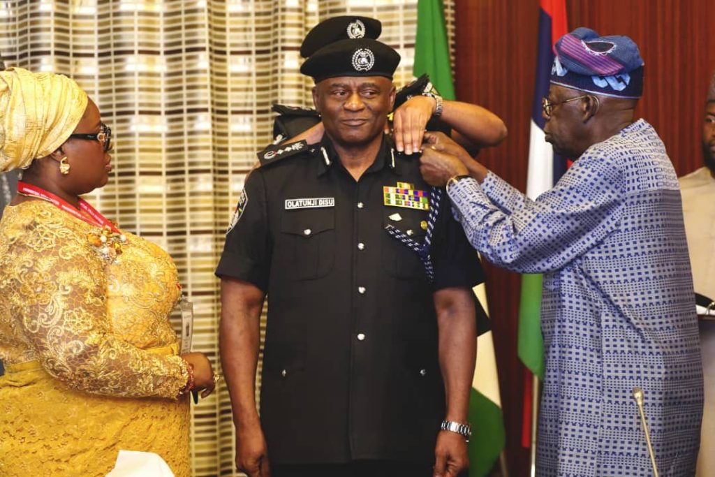His swearing-in follows his appointment as acting Inspector-General on February 24 after Kayode Egbetokun stepped down.